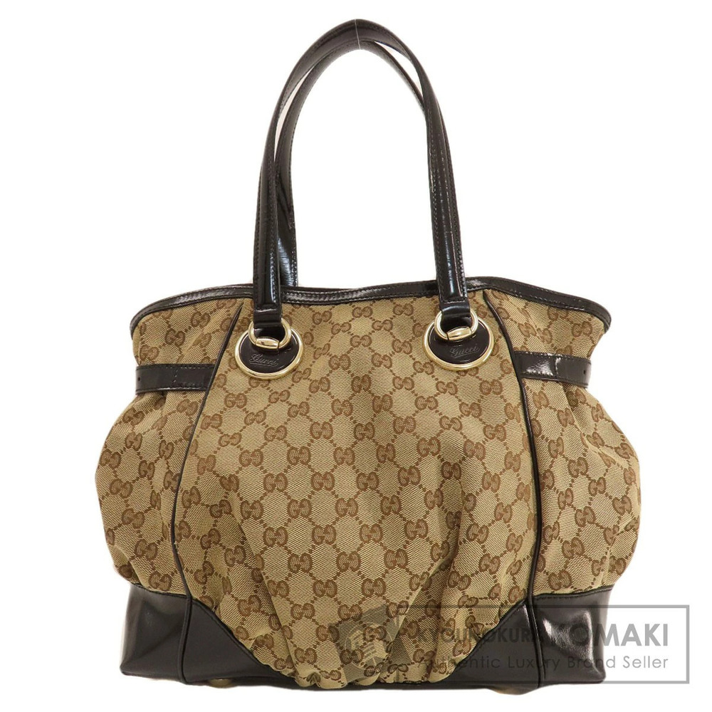 Gucci GG Pattern Full Moon Tote Bag monogram leather Black